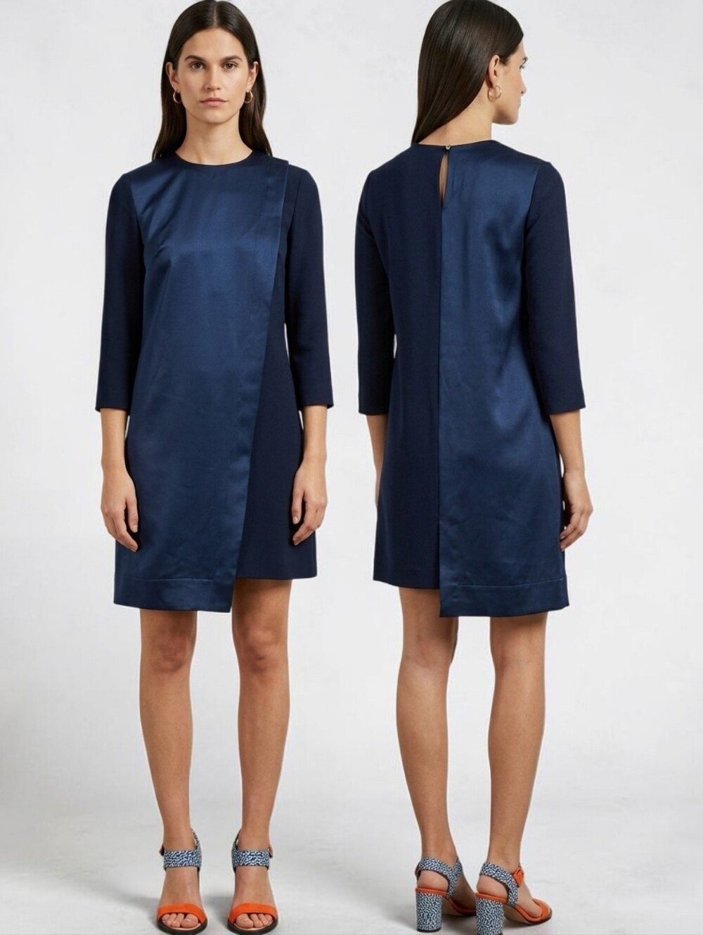 TED BAKER Colour By Numbers Maon Navy Blue Asymetrical Shift Dress - Size 10